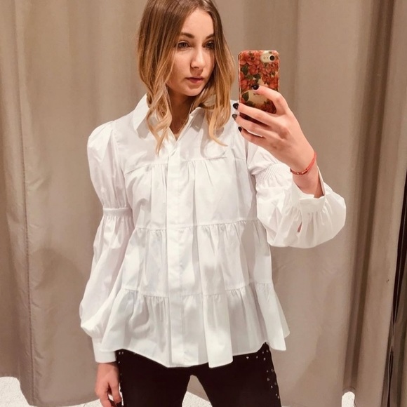 zara gathered poplin shirt